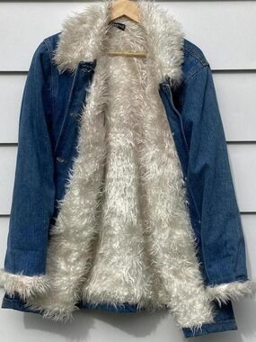 Vintage Braefair Shaggy Faux Fur Lined Denim Coat